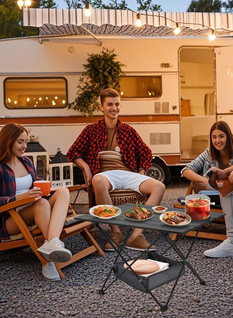 أرابايت طاولة تخييم خارجية، طاولة تخييم محمولة خفيفة الوزن مع سطح طاولة قابل للطي من سبائك الألومنيوم وحقيبة تخزين، طاولة خارجية قابلة للطي سريعة التركيب للنزهات الخارجية والشاطئ والمشي لمسافات طويلة وصيد الأسماك، لون أسود (كبير) - Image 5